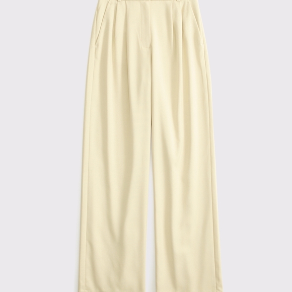 Abercrombie & Fitch Cream Wide Leg Pants High Waisted - Picture 1 of 4